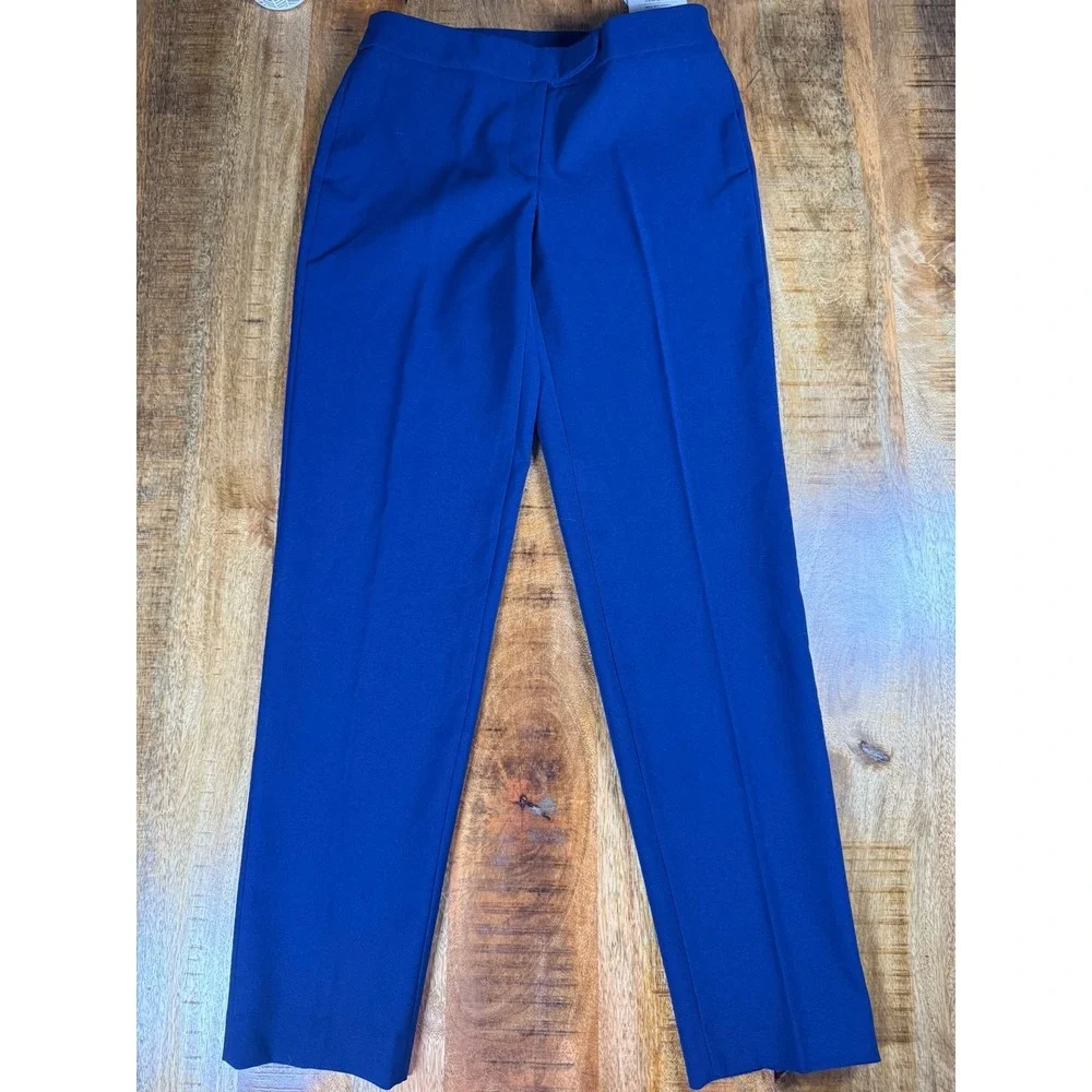 Anne Klein Womens Dress Pants Size 0 Navy Straight Leg Stretch Career NWT